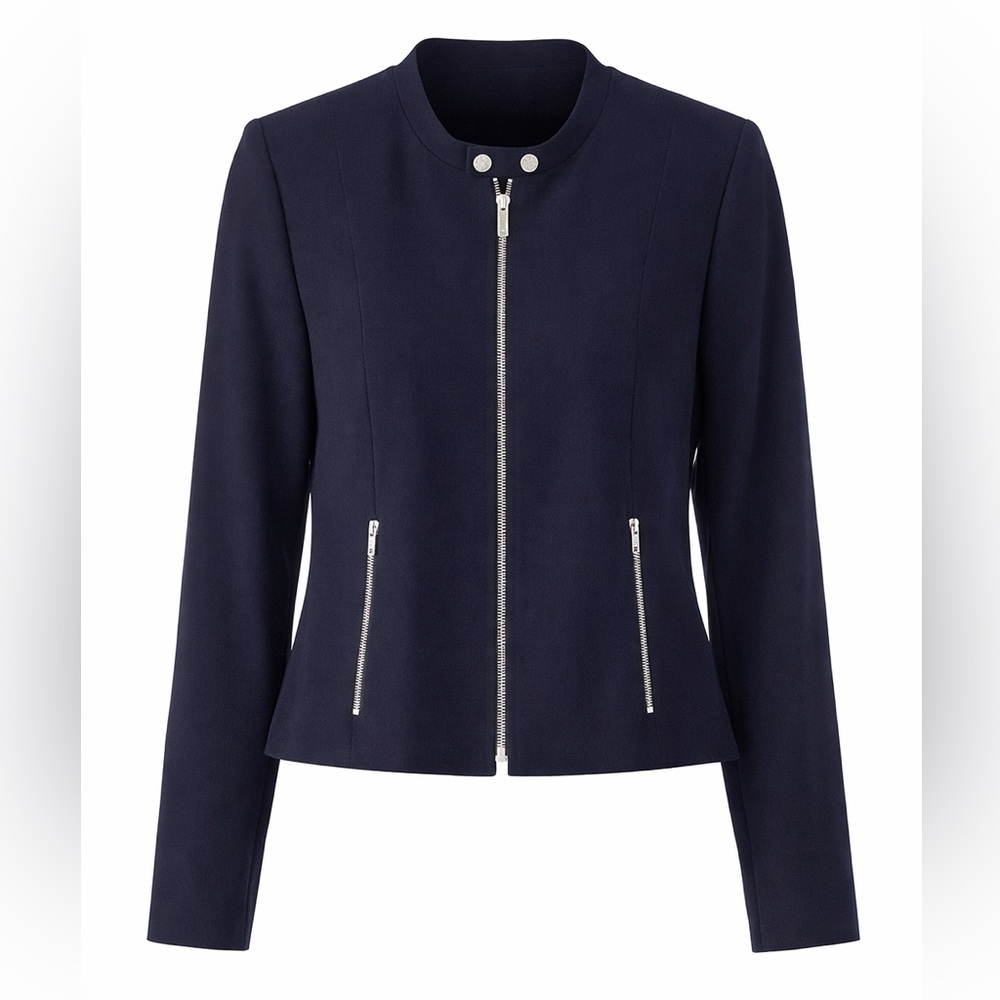 Calvin Klein Navy Blue Zip-Front Jacket w/ Silver Hardware | Size 18W